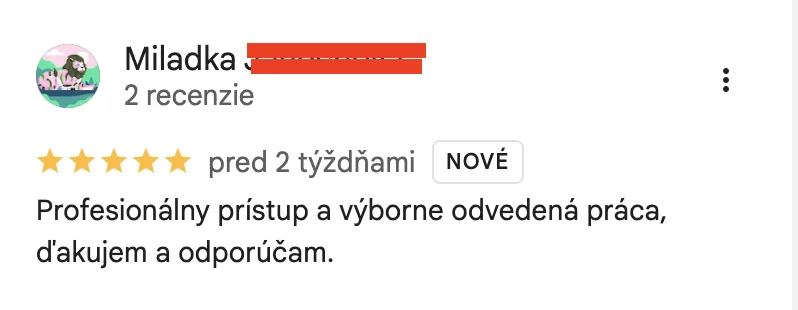 Google recenzia zákazníka Volita