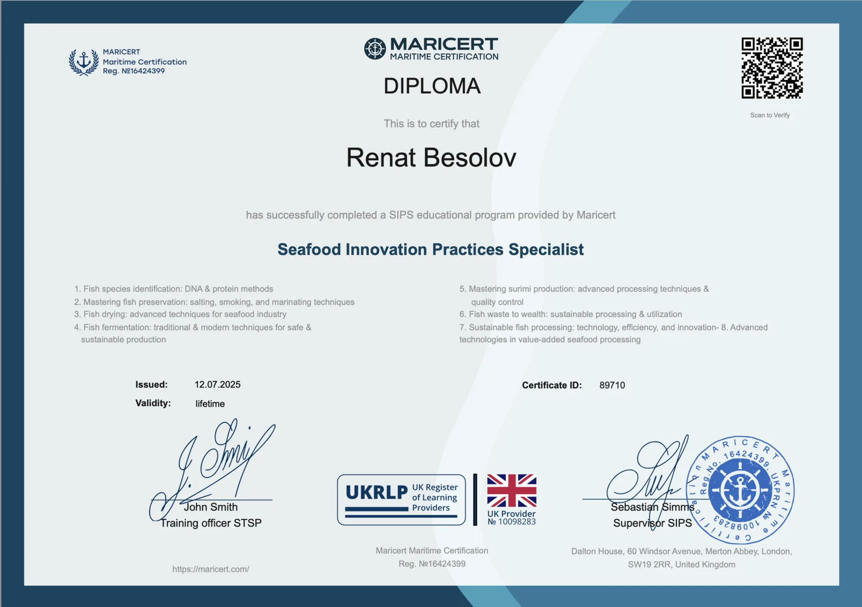 SIPS Certificate