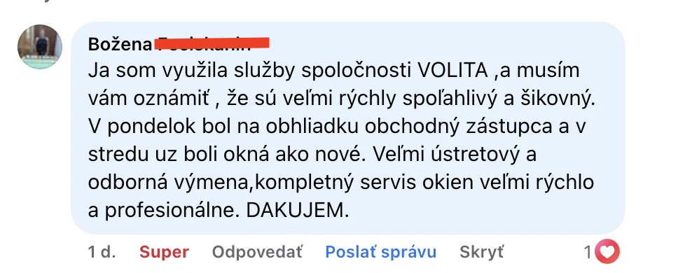 Facebook recenzia Volita 1