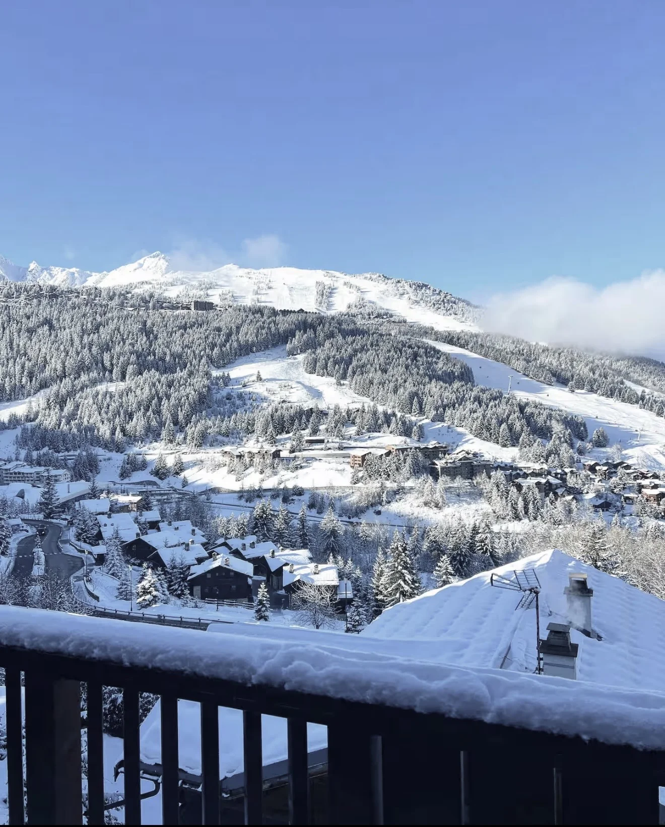 Courchevel under snow from the chalet