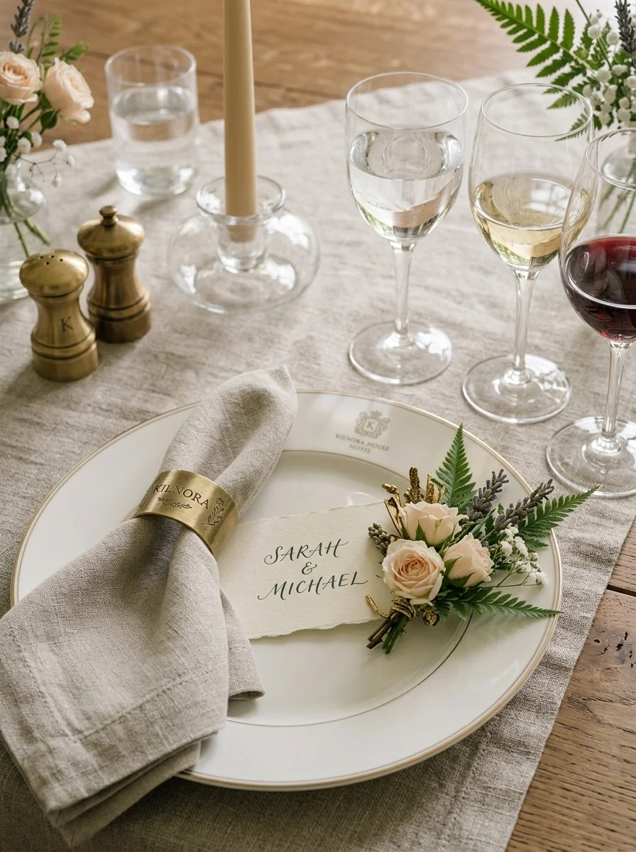 Wedding table detail at Kilnora House