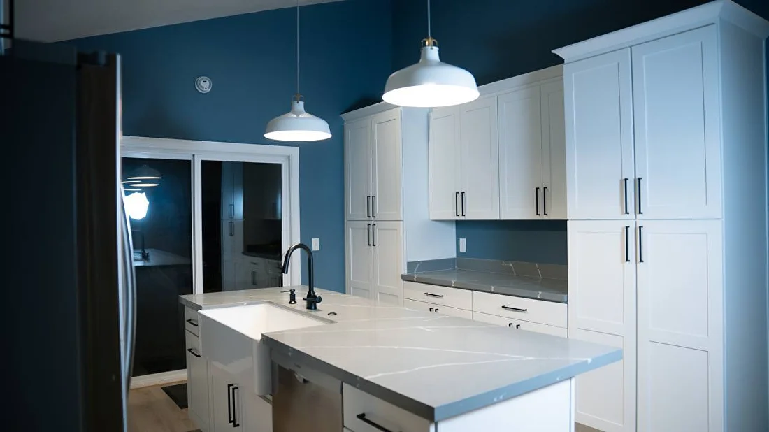 White kitchen with farmhouse sink