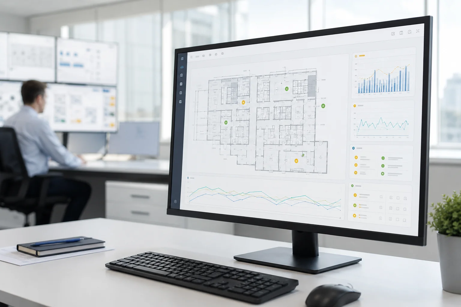 Real-time building events organized on an operational dashboard