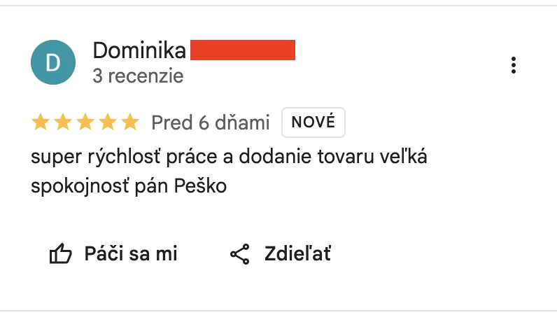 Google recenzia zákazníka Volita