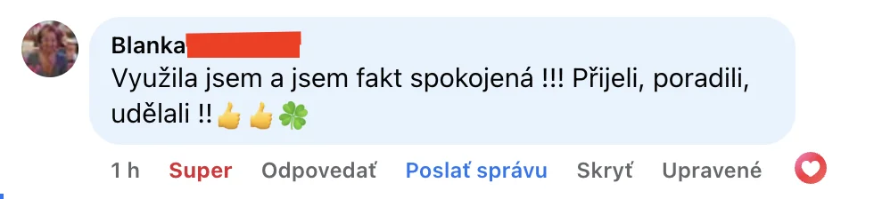Facebook recenze zákazníka VOLITA 2
