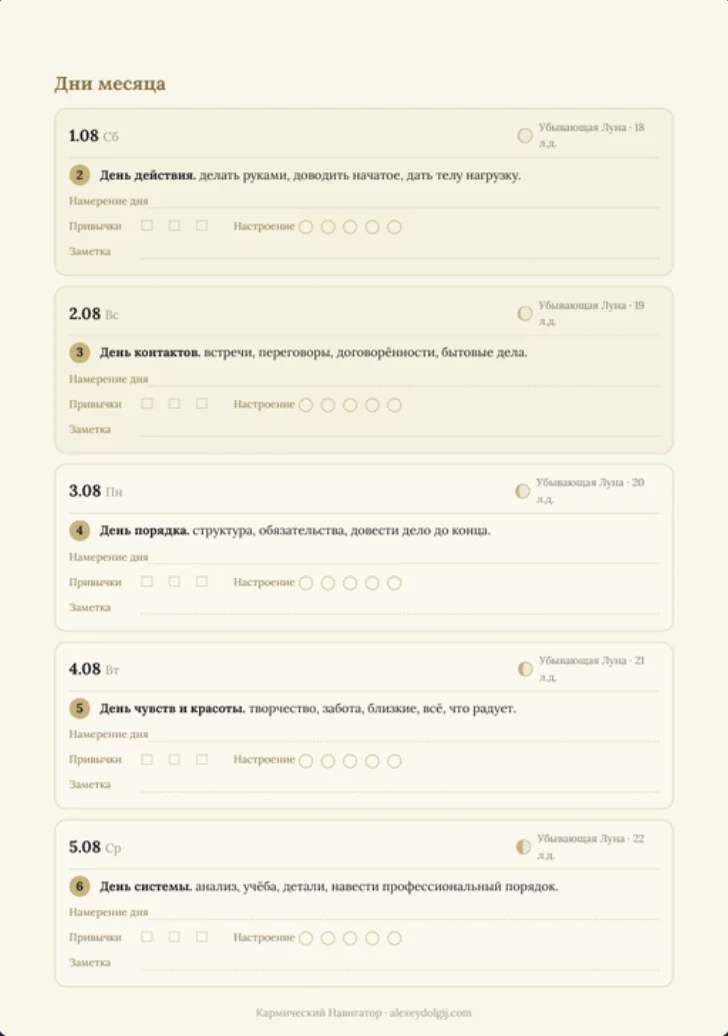 Дневные карточки