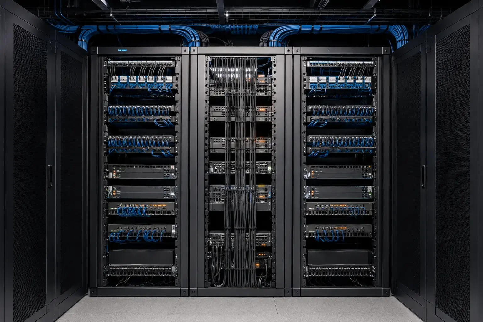 Structured cabling and low-current network rack