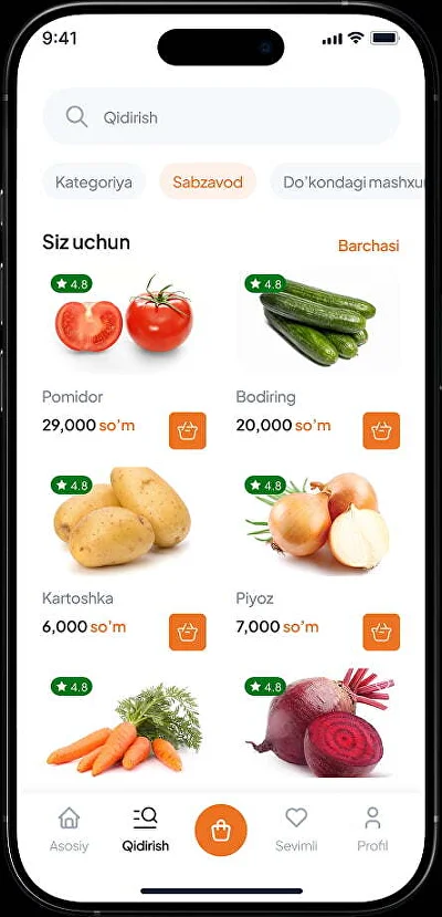 Buyurtmalar tarixi ekrani
